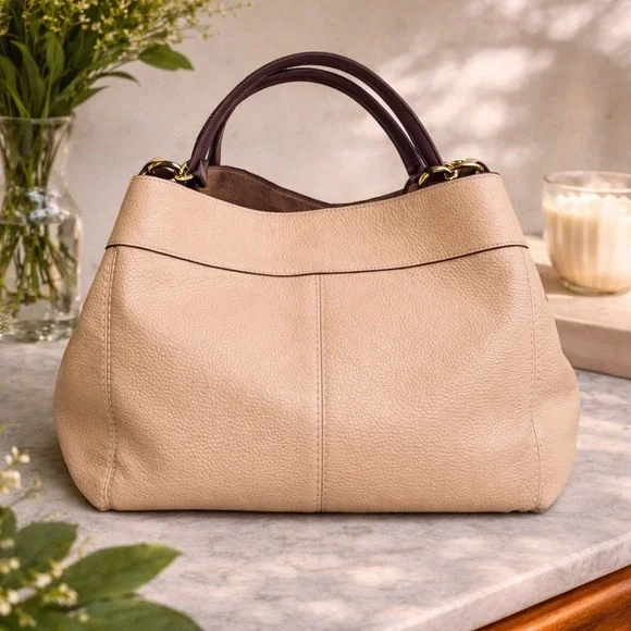 Coach Grace Hobo Beige Pebble Leather Shoulder Bag F31987 Gold Hardware - Picture 2 of 12